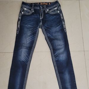 Dark Wash Rock Revival Skinny Jeans